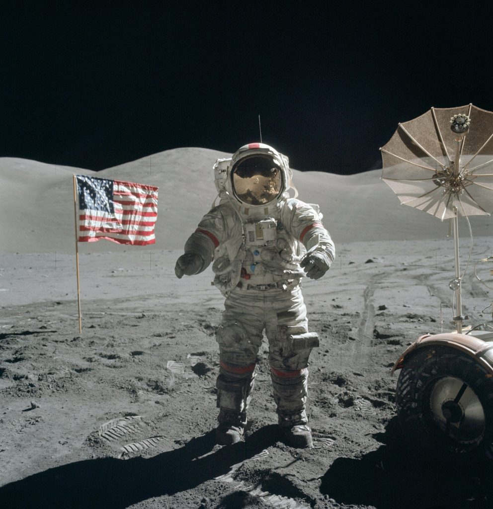Neil Armstrong astronaut walking on the moon