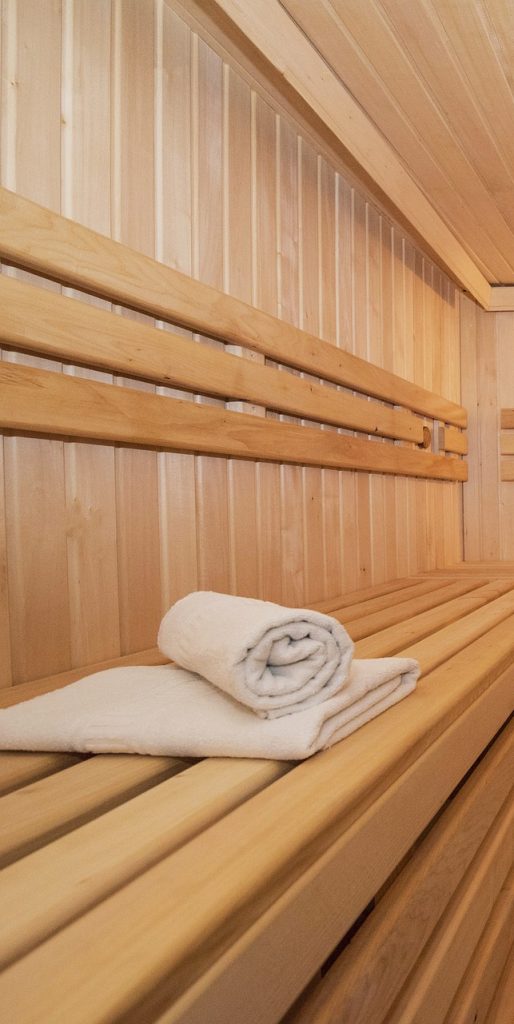 Picture of an abandoned white towel in a sauna, from Now Press Play's ks2 maths learning resource