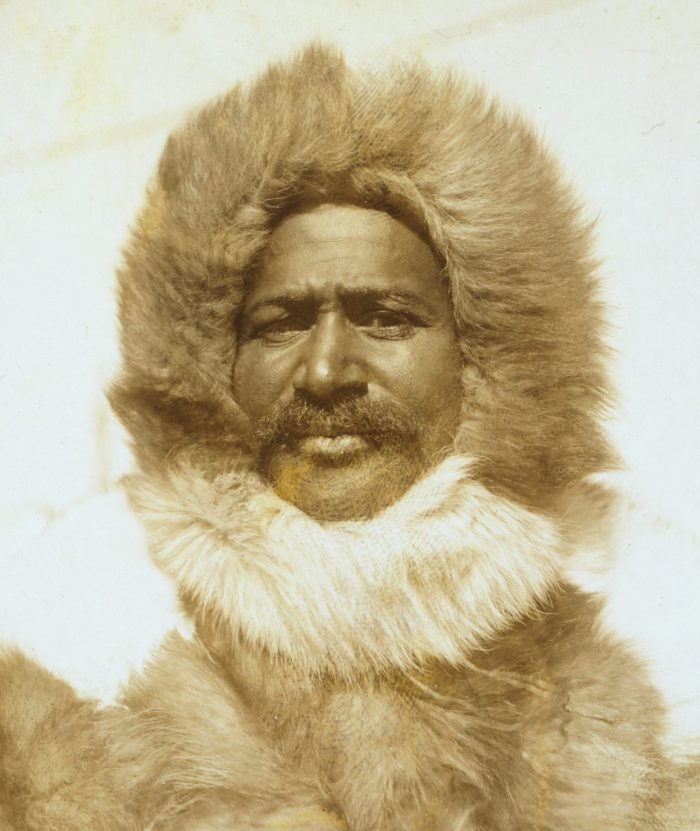 Sepia image of Matthew Henson, an African-American polar explorer.