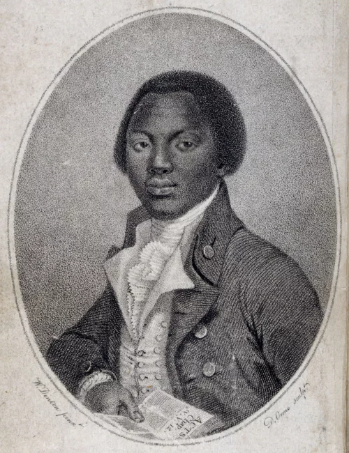 Drawn portrait of Olaudah Equiano, an important figure in Black British history.