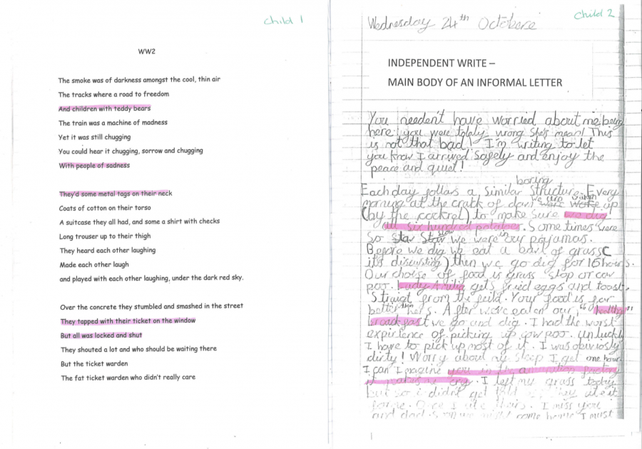 Two creative writing examples from Sigglesthorne Primary School, using Now Press Play as a stimulus.