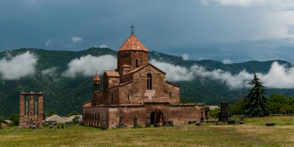 A church in Armenia on a high hilltop